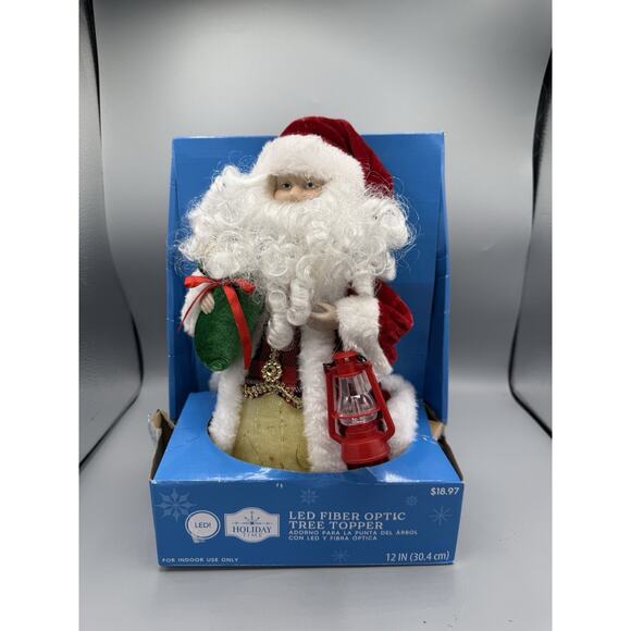 Holiday Time LED Fiber Optic Santa Tree Topper 12” Christmas Lighted Topper - Picture 1 of 5